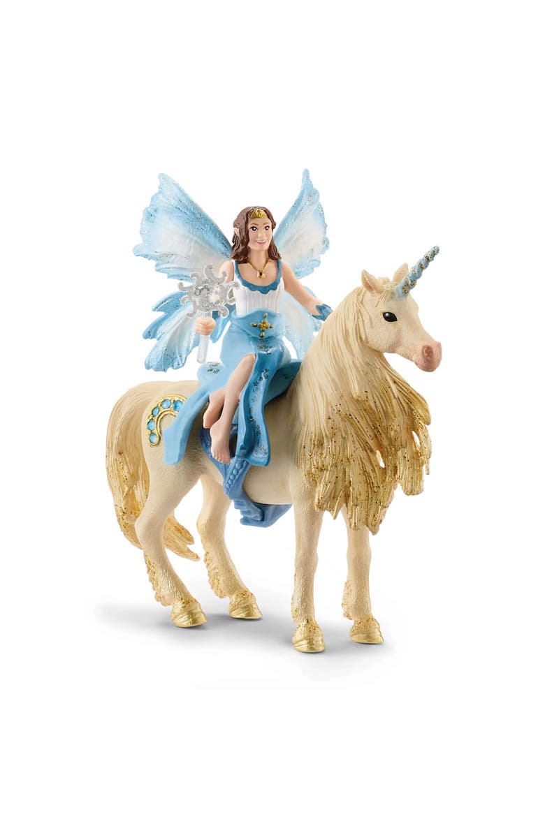 Schleich Bayala Eyela Ride On Golden Unicorn, 3 Piece Collectible Toy, Kids, Main, color, Multicolored