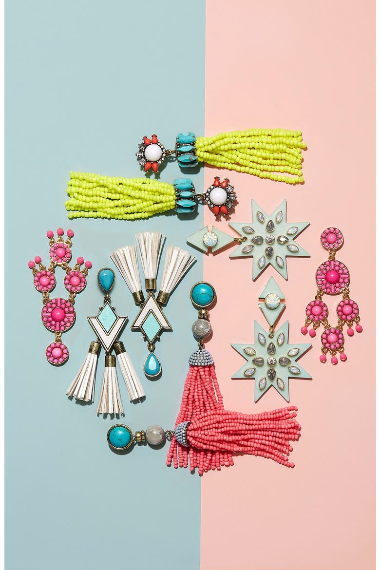 'Artemis' Beaded Tassel Drop Earrings, Alternate, color, PINK