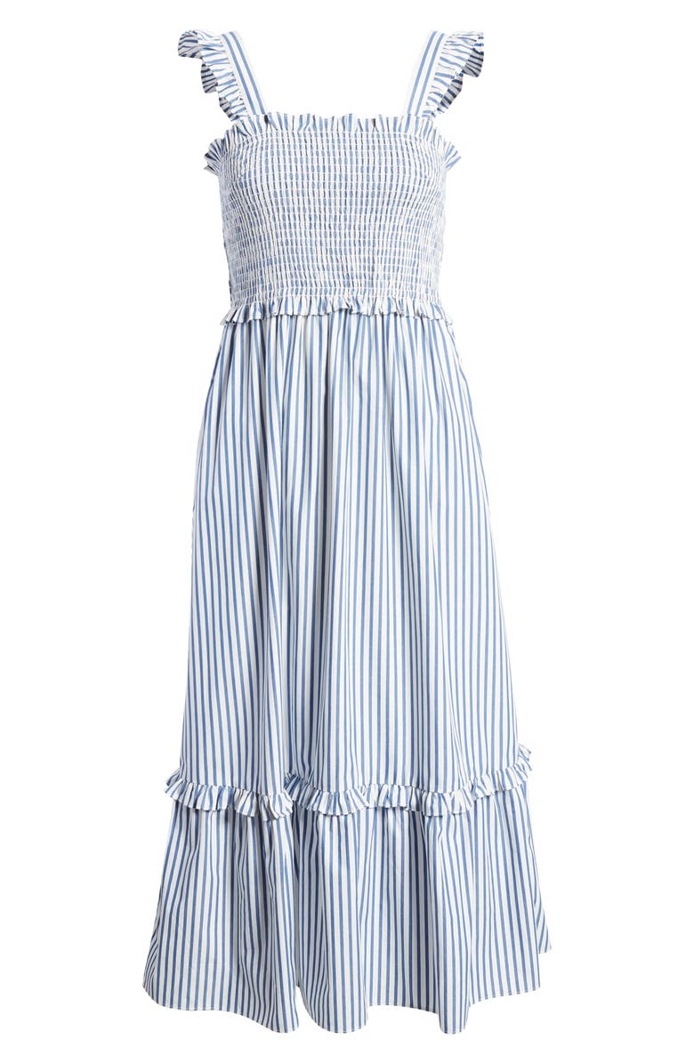 Draper James Smocked Stripe Sleeveless Poplin Midi Dress, Alternate, color,