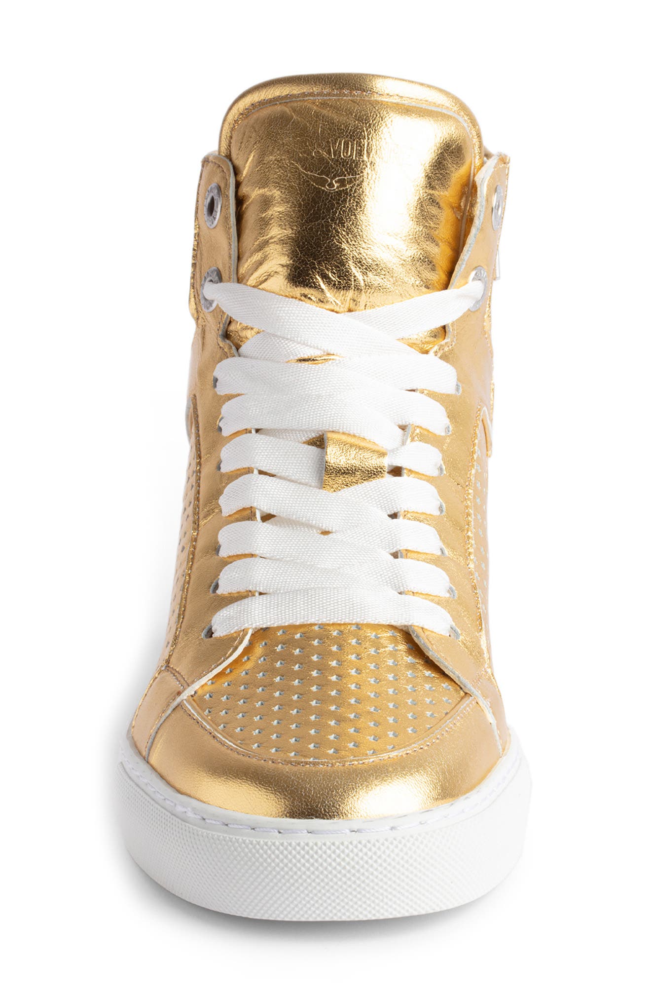 Zadig & Voltaire Flash Metallic High Top Sneaker, Alternate, color, 