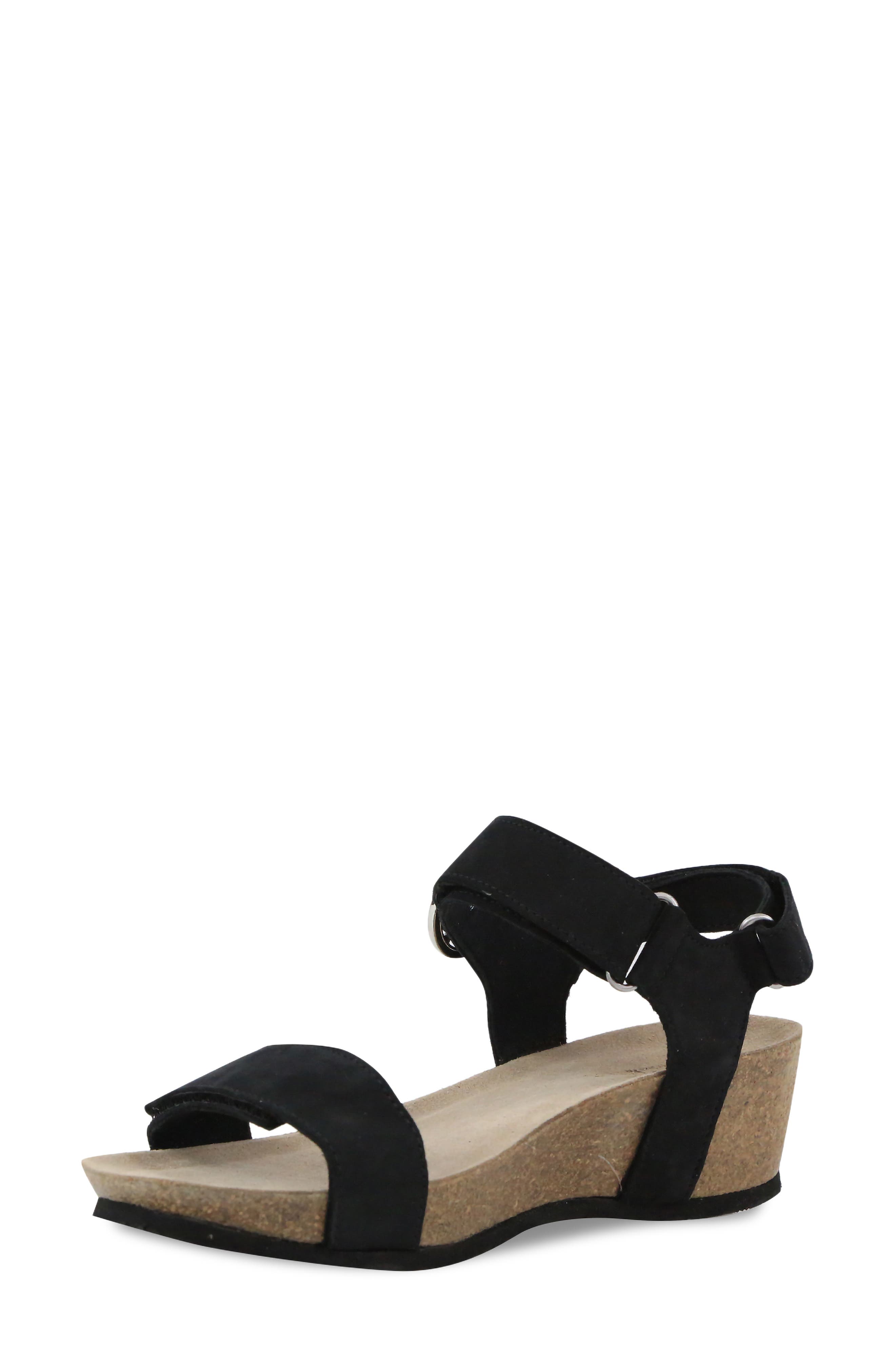 Munro Sintra Wedge Sandal, Alternate, color, Black Nubuck
