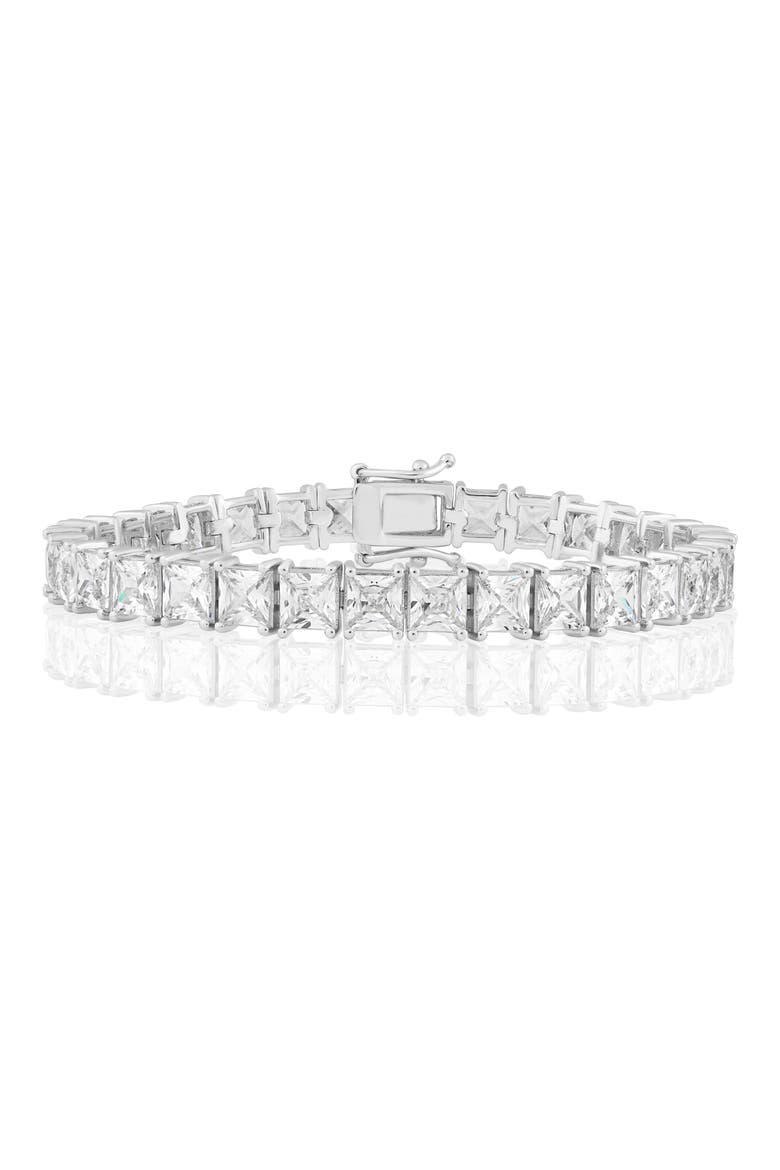 Square Cubic Zirconia Tennis Bracelet, Main, color, SILVER