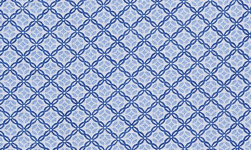 David Donahue Floral Print Linen & Cotton Short Sleeve Button-up Shirt In Blue