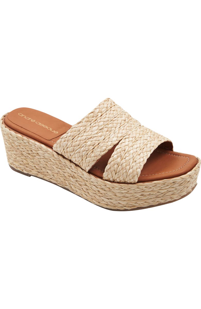 André Assous Selena Raffia Platform Slide Sandal, Main, color,