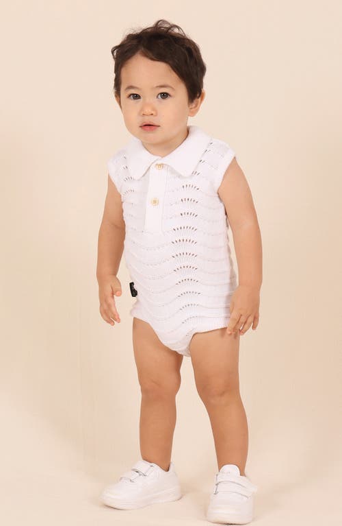 Tiny Tribe Open Stitch Cotton Polo Sweater Romper