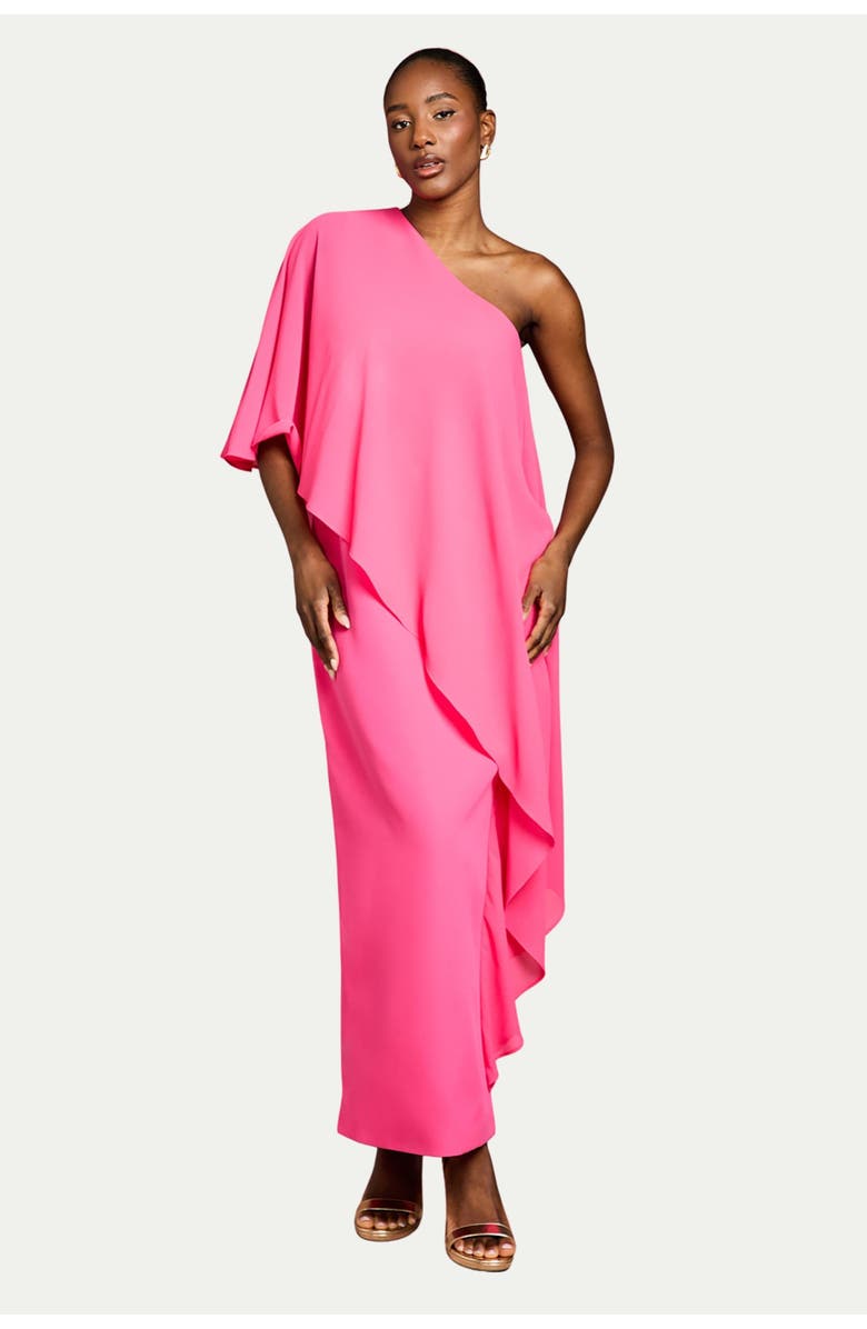 Coast Chiffon Cape Crepe Pencil Dress, Main, color, Magenta