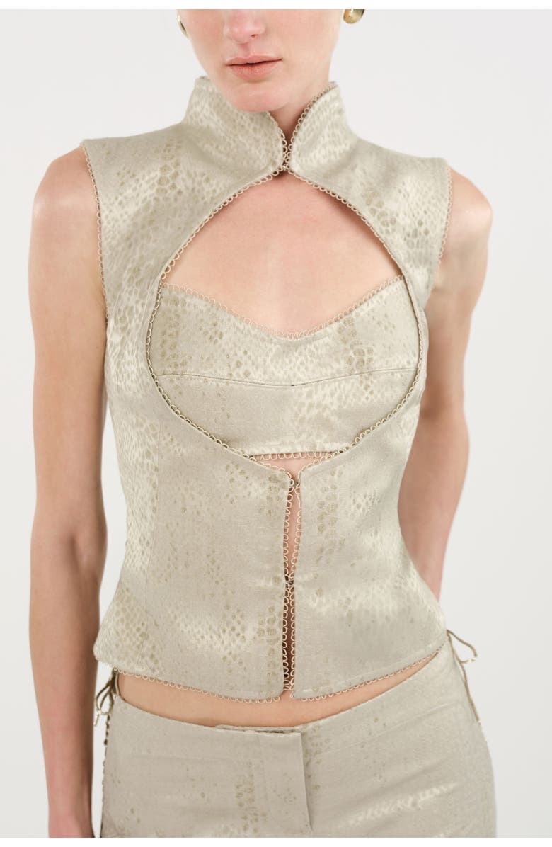 Nocturne Braid-Trim Bustier Top, Alternate, color, Multi-Colored