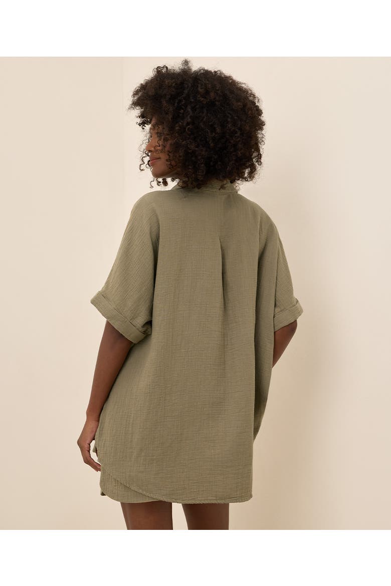 Organic Cotton Coastal Double Gauze Oversized Shirt, Alternate, color, Khaki Green