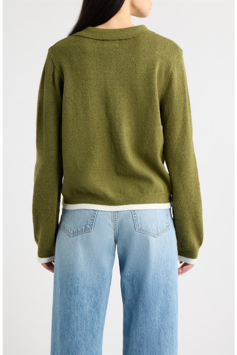 Charlene Tipped Sweater Polo, Alternate, color, OLIVE