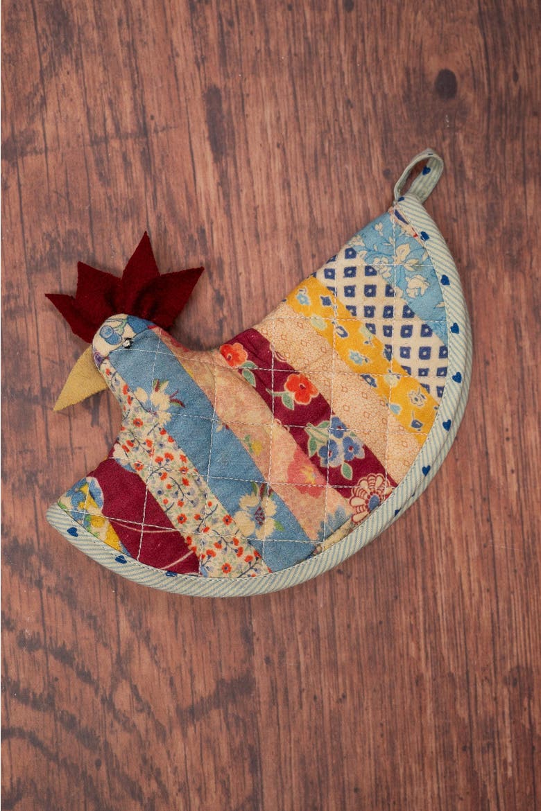 Patch Parade Happy Hen Potholder, Alternate, color, Pastel Green