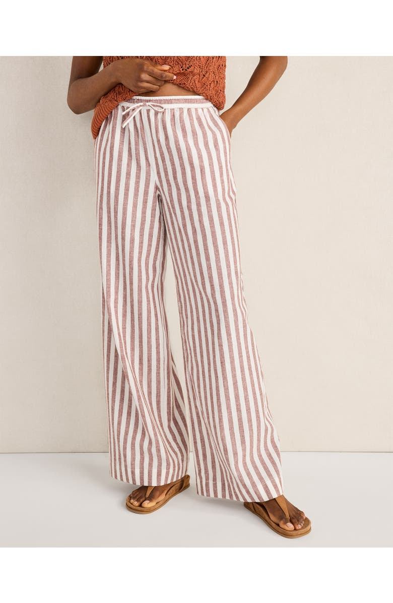 Haven Well Within Organic Cotton Linen Striped Wide Leg Pants, Main, color, Bold Even Stripe/Terra Cotta