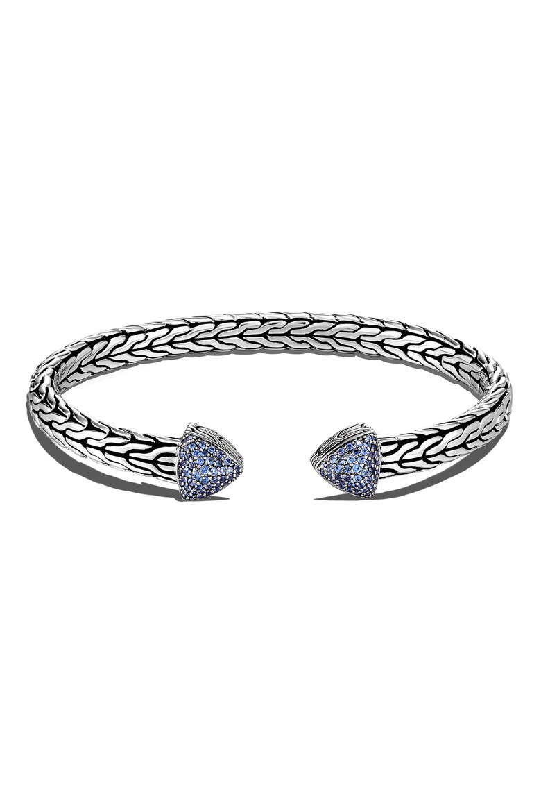 Classic Chain Slim Flex Cuff, Main, color, BLUE SAPPHIRE/ SILVER