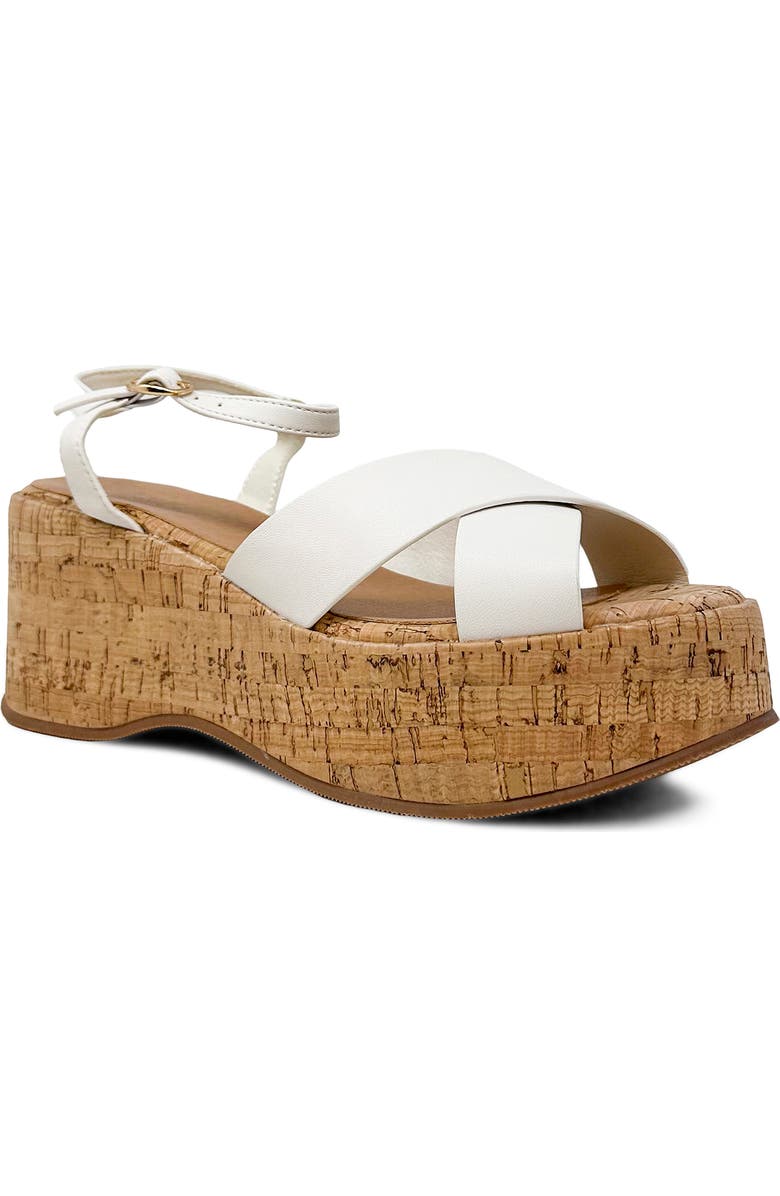 SHUSHOP Indiana Platform Sandal, Main, color, Bone