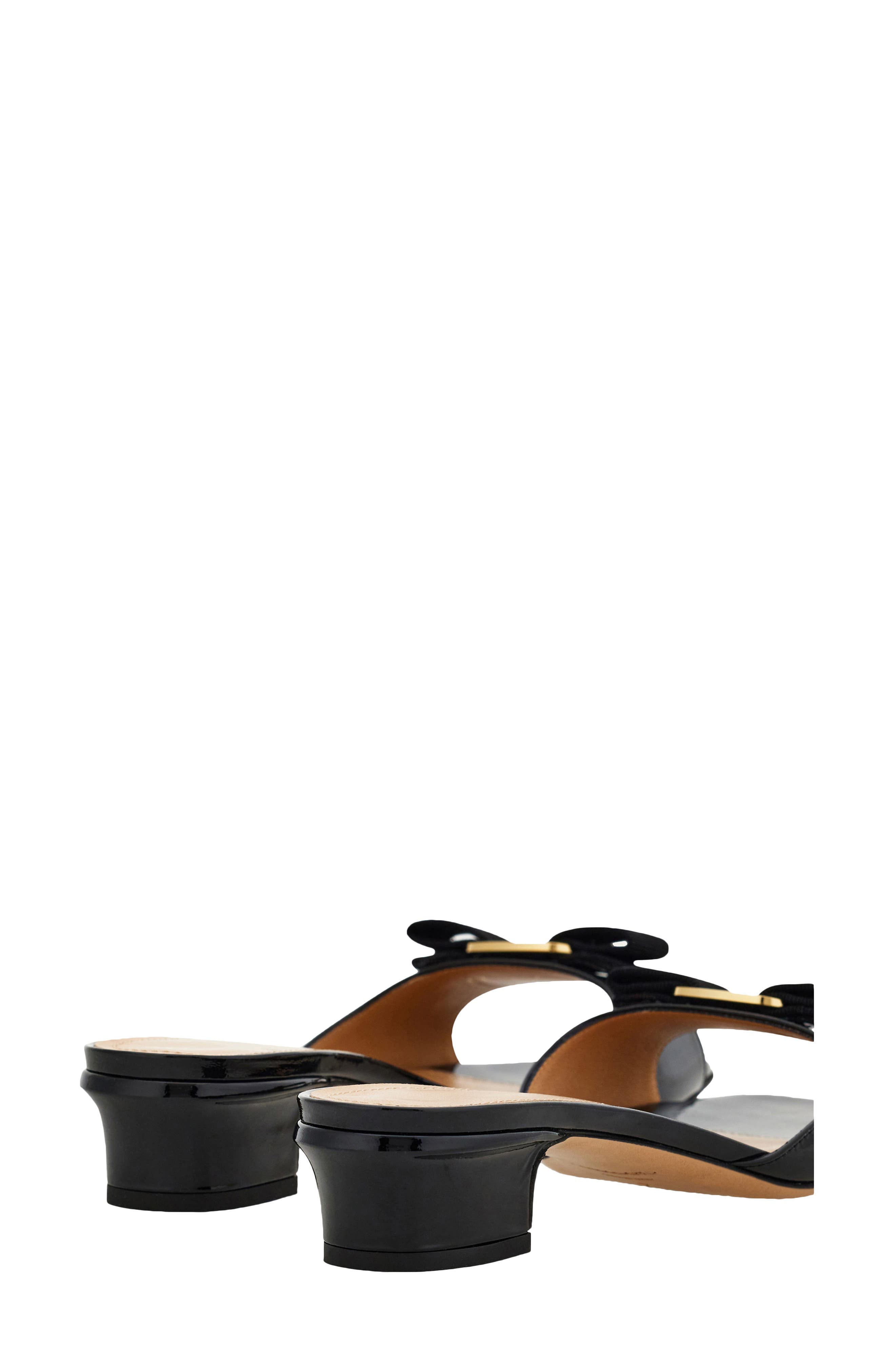 FERRAGAMO Vanilla Bow Slide Sandal, Alternate, color, Nero Biscotto