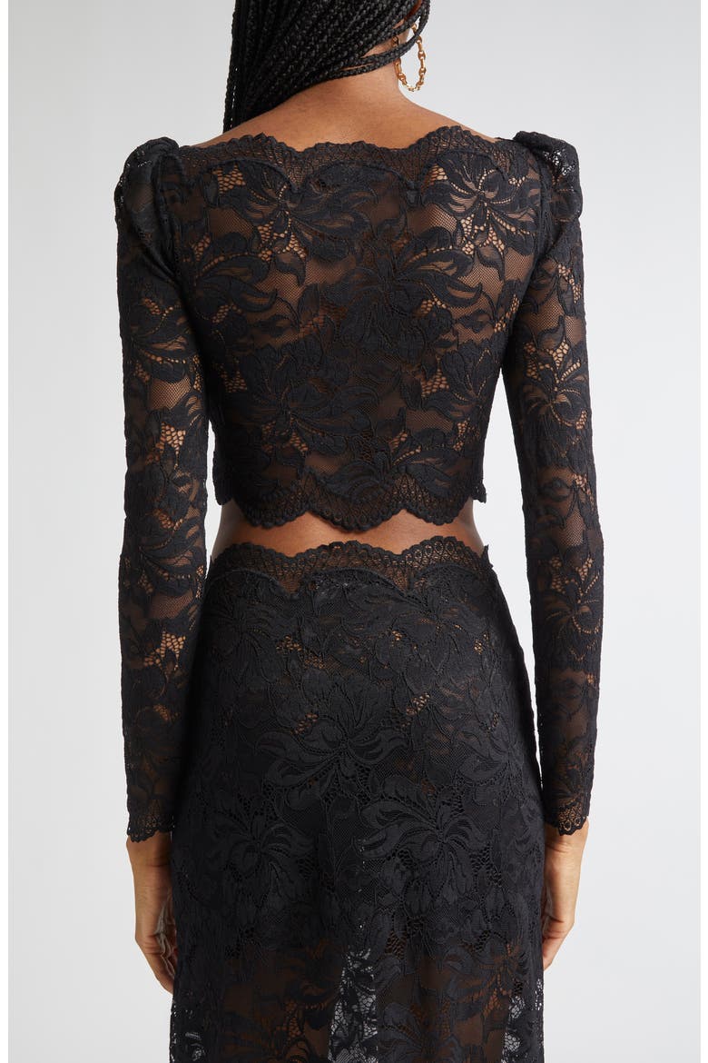 Stretch Lace Crop Top, Alternate, color, BLACK