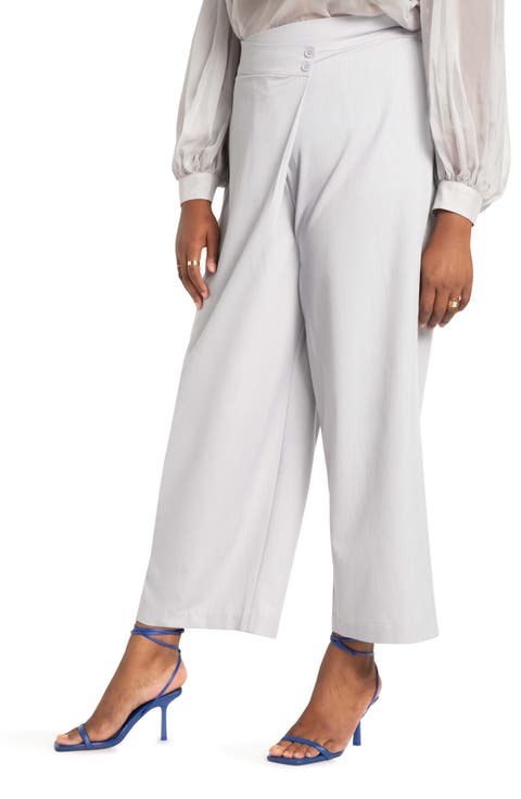 Overlap Waist Wide Leg Trousers