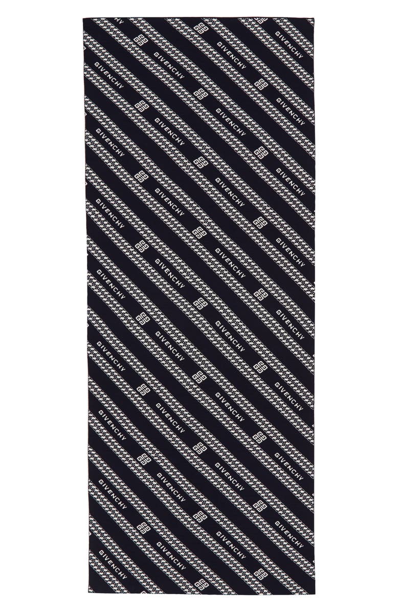 Givenchy Intarsia Logo & Chain Link Wool Scarf, Alternate, color, 