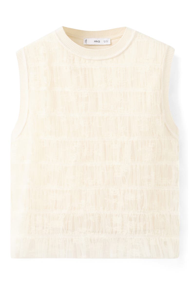 Ruched Sleeveless Mesh Overlay Knit Sweater, Alternate, color, ECRU