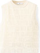 MANGO Ruched Sleeveless Mesh Overlay Knit Sweater