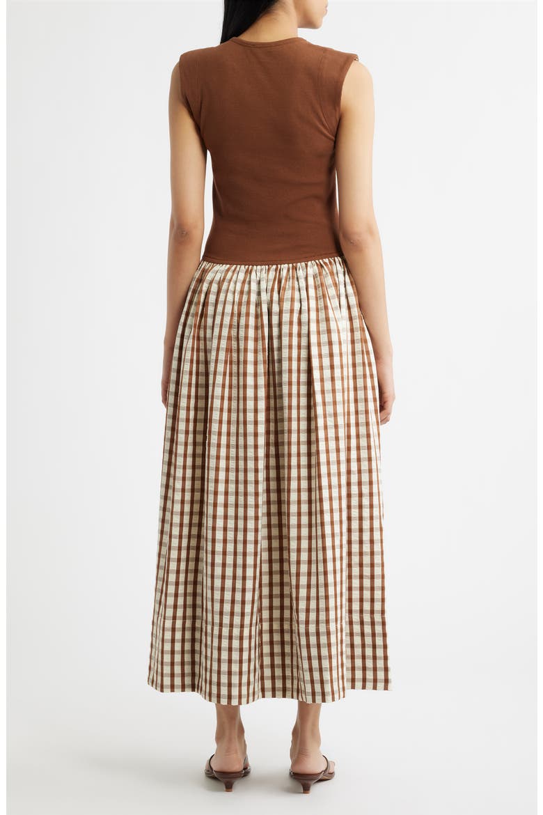 Daphne Sleeveless Midi Dress, Alternate, color, BROWN CHECK