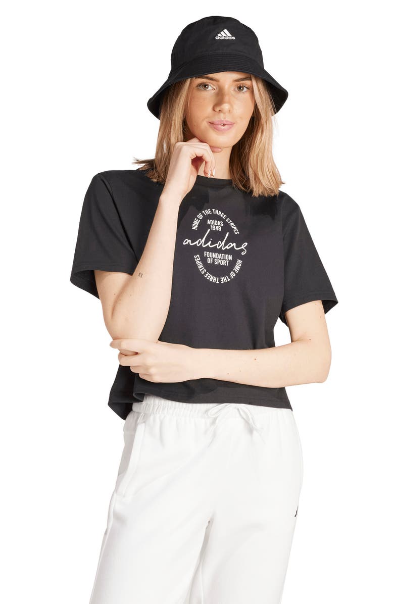 adidas Brand Love Crop Cotton Graphic T-Shirt, Alternate, color, 