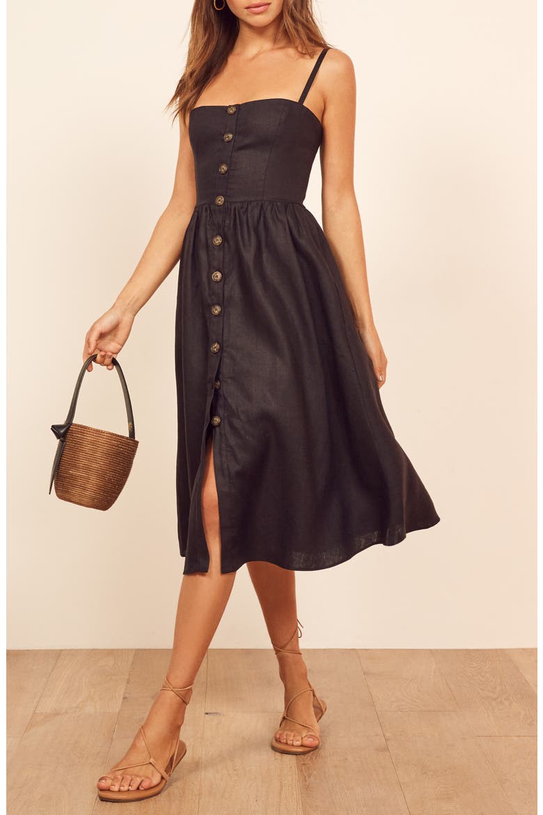 Tori Linen Sundress, Alternate, color, BLACK
