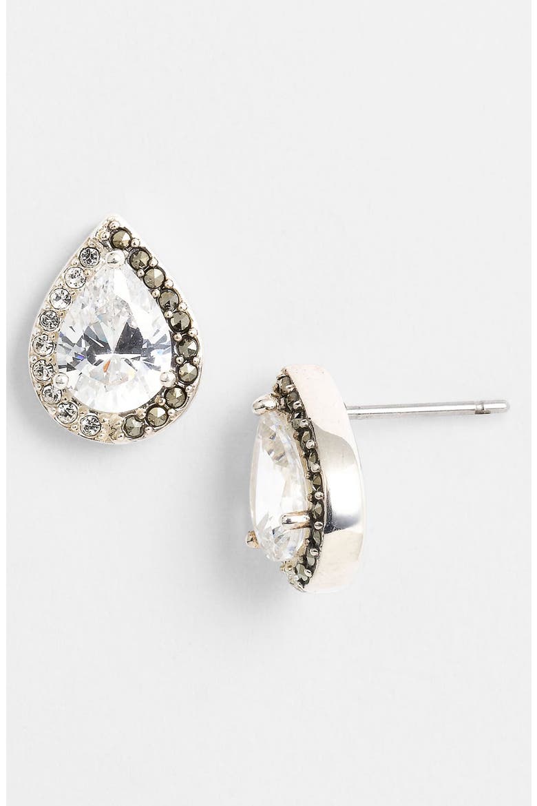 'Amore' Stud Earrings, Main, color, SILVER/ CUBIC ZIRCONIA