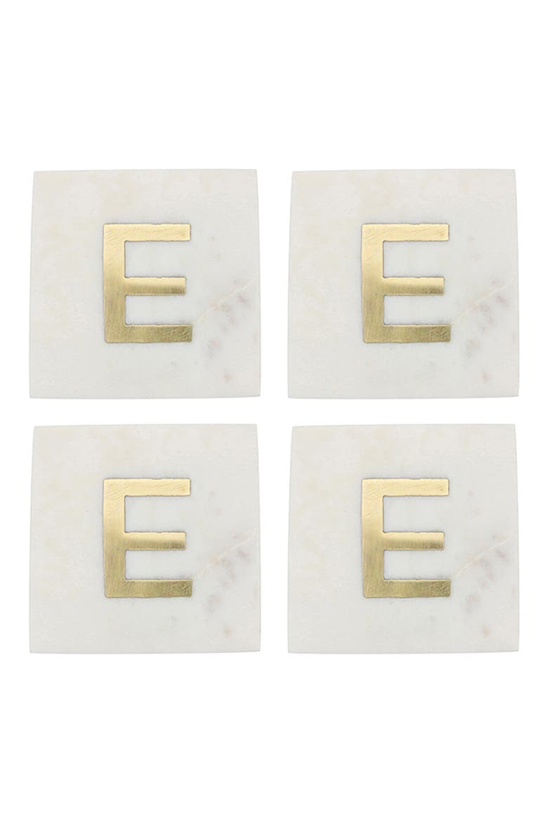 Set of 4 Monogram Marble Coasters, Main, color, E