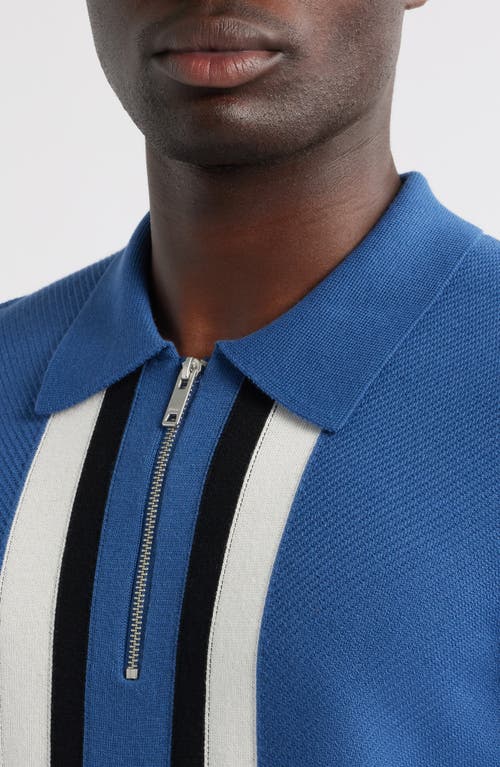 Hugo Boss Mens Medium Blue Striped Regular-fit Short-sleeve Knitted Polo Xl In Blue