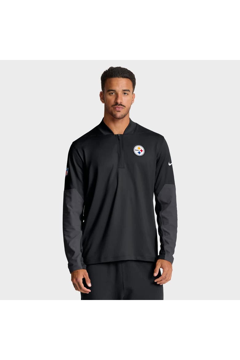 Men's Nike Black Pittsburgh Steelers Sideline Dri-FIT Half-Zip Pullover, Main, color, Black