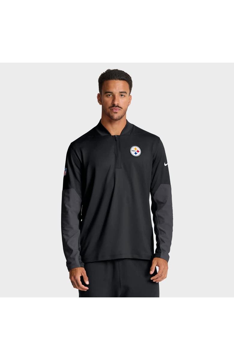 Nike Men's Nike Black Pittsburgh Steelers Sideline Dri-FIT Half-Zip Pullover, Main, color, Black