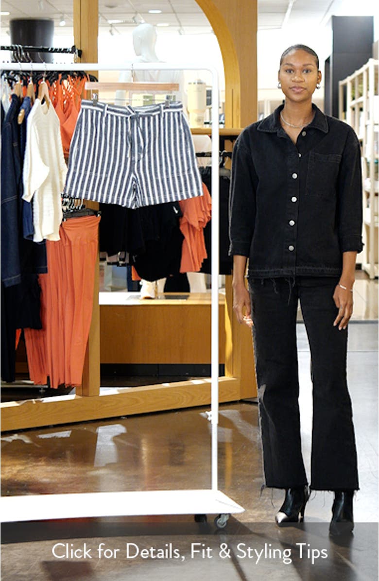 Stripe Pull-On Linen & Cotton Shorts, sales video thumbnail