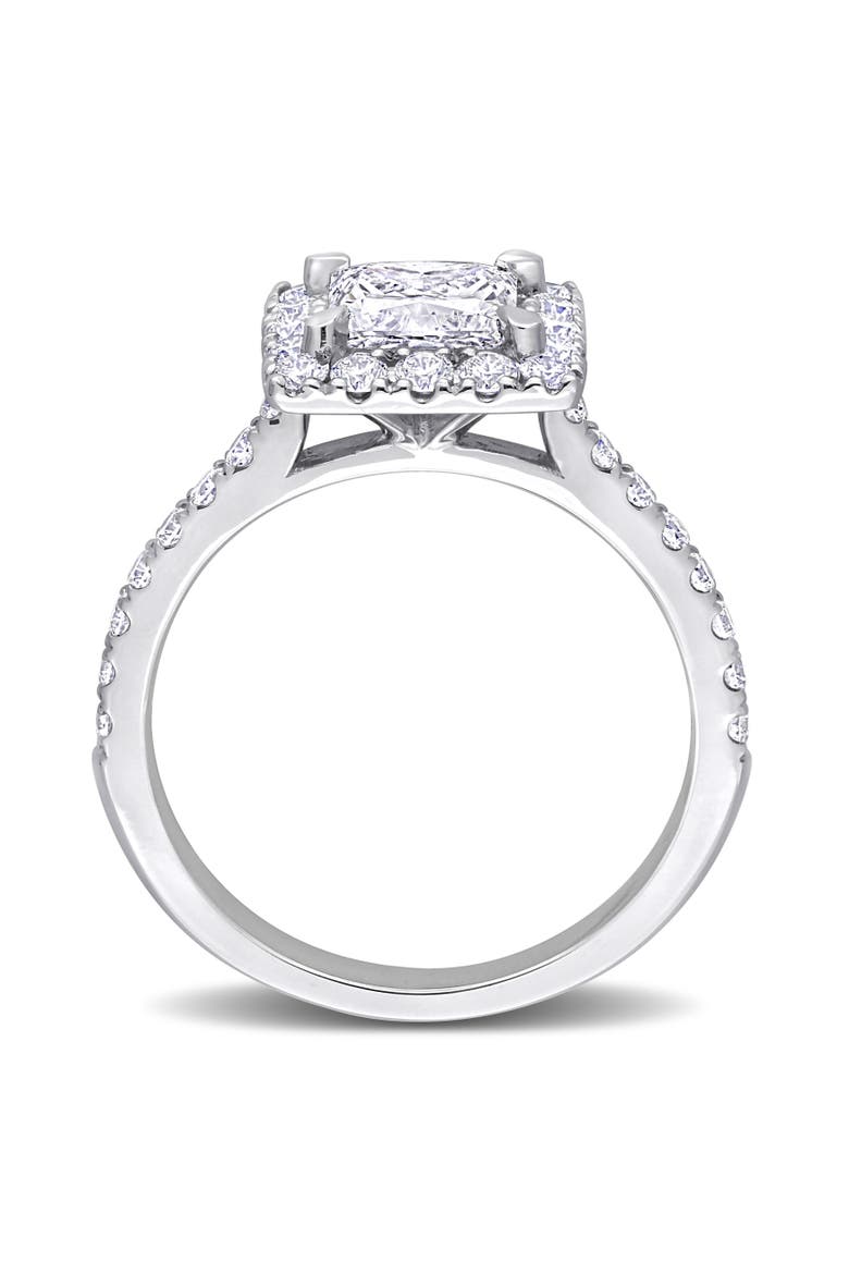 2 CTW Lab-Grown Diamond Princess Halo Ring 14k, Alternate, color, White Gold