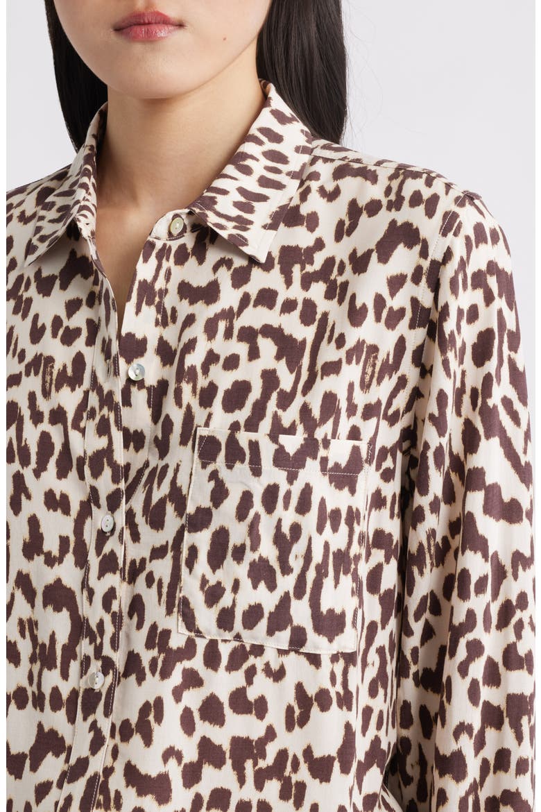 Josephine Jaguar Print Button-Up Shirt, Alternate, color, JAGUAR