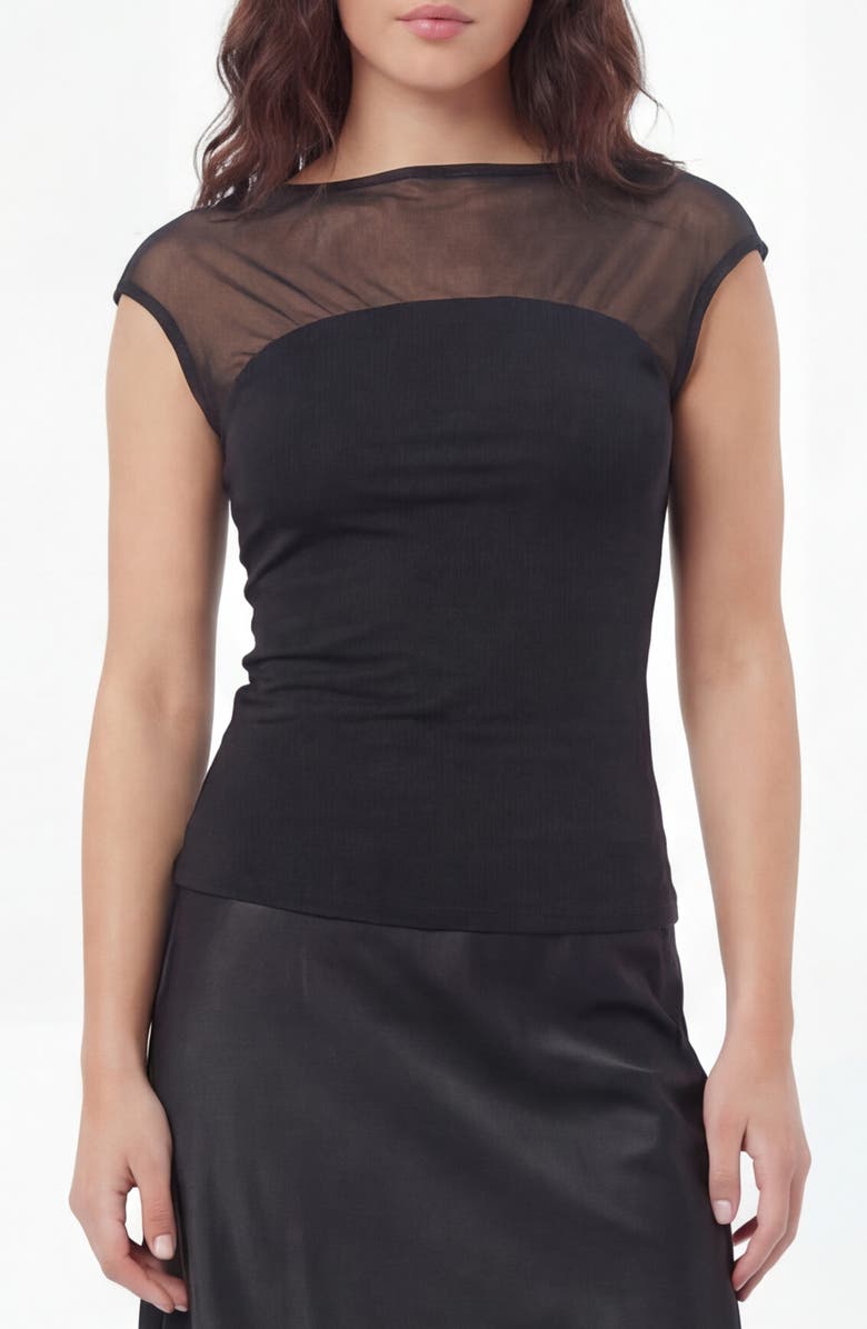 BY DESIGN Fiona Mesh Top, Main, color, Black