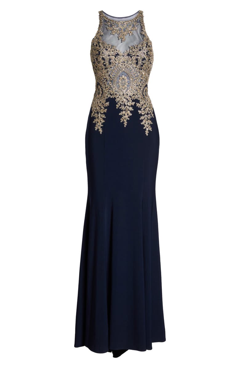 Xscape Evenings Xscape Embroidered Mermaid Gown, Alternate, color,