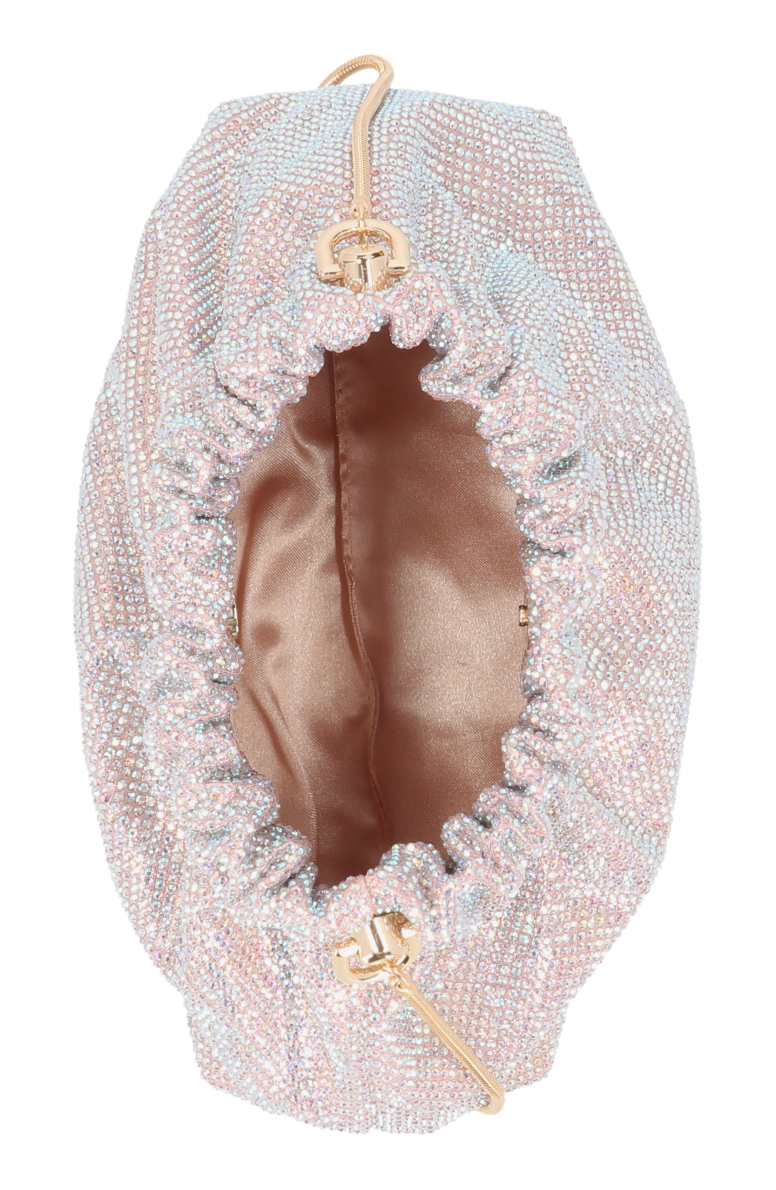 Jessica McClintock Leann Crystal Embellished Clutch, Alternate, color, Blush