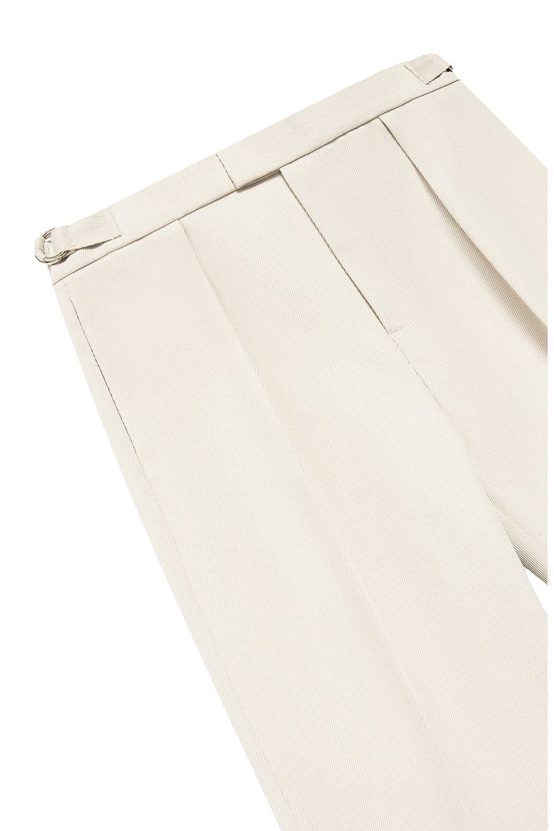 Dorian Relaxed Fit Twill Pleated Tailored Trousers, Alternate, color, Cream