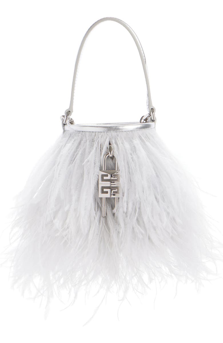 Givenchy Shark Lock Faux Feather Bucket Bag, Main, color,