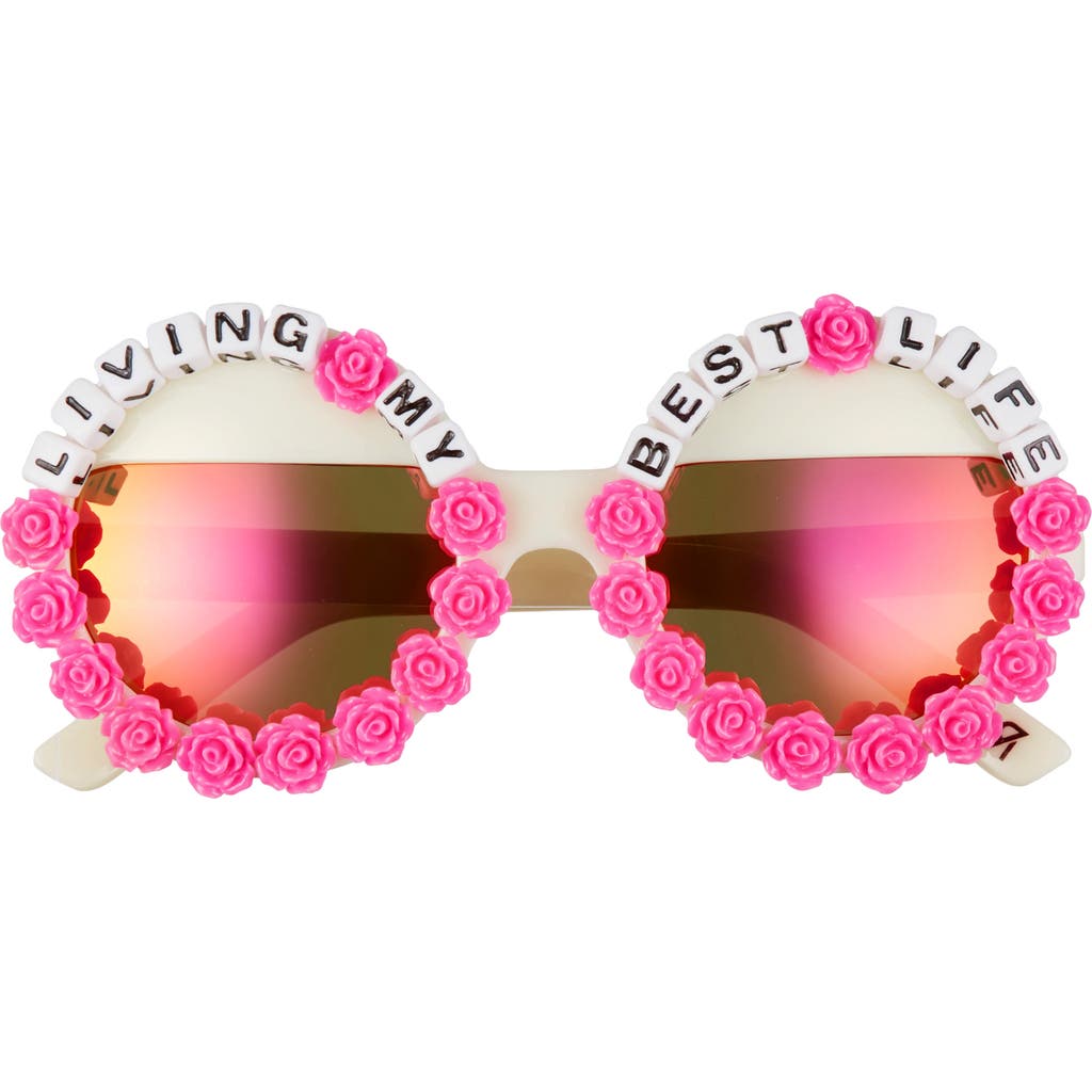 Rad + Refined Living My Best Life Round Sunglasses in Hot Pink/Green Mirrored  product