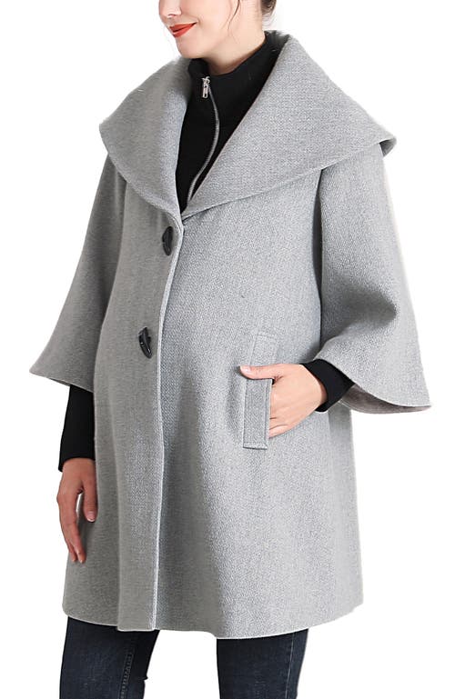 Kimi & Kai Aanya Maternity  A-line Wool Coat With Removable Bib In Gray