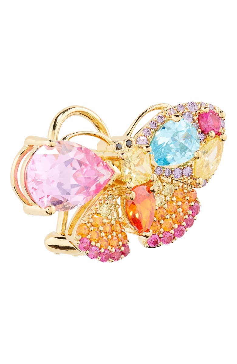 JUDITH LEIBER COUTURE Crystal Butterfly Earrings, Alternate, color, 