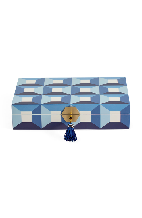 Jonathan Adler Sorrento Lacquer Jewelry Box in Blue /White /Gold at Nordstrom
