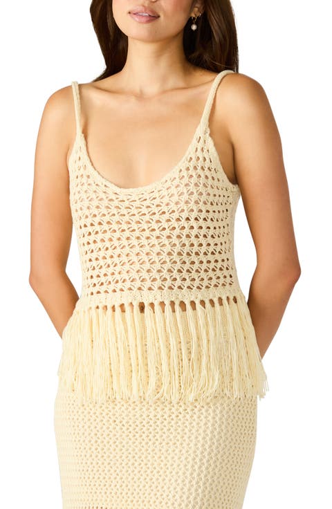 Aidyn Open Stitch Fringe Trim Camisole