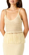 Steve Madden Aidyn Open Stitch Fringe Trim Camisole
