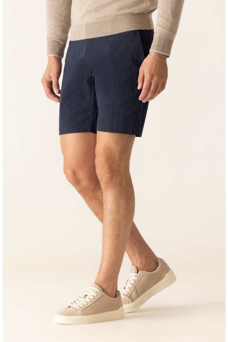 Oasis Supernatural Stretch Seersucker Bermuda Shorts, Alternate, color, INDIGO MINI CHECK