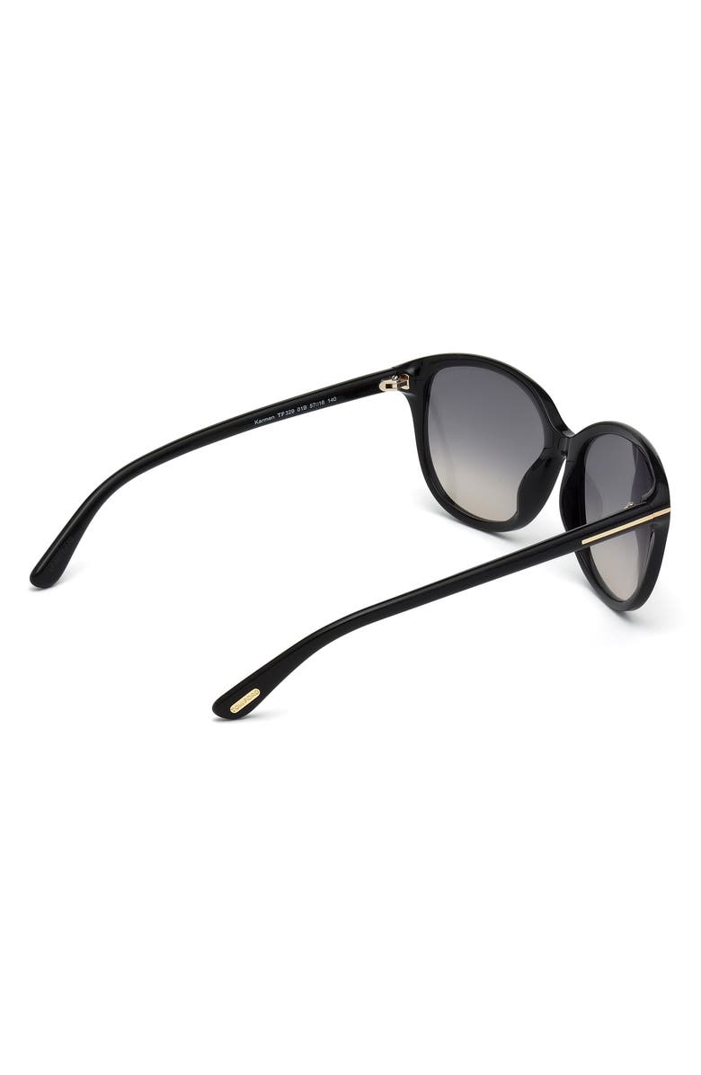 TOM FORD 'Karmen' 57mm Sunglasses, Alternate, color, Sblk/Smk