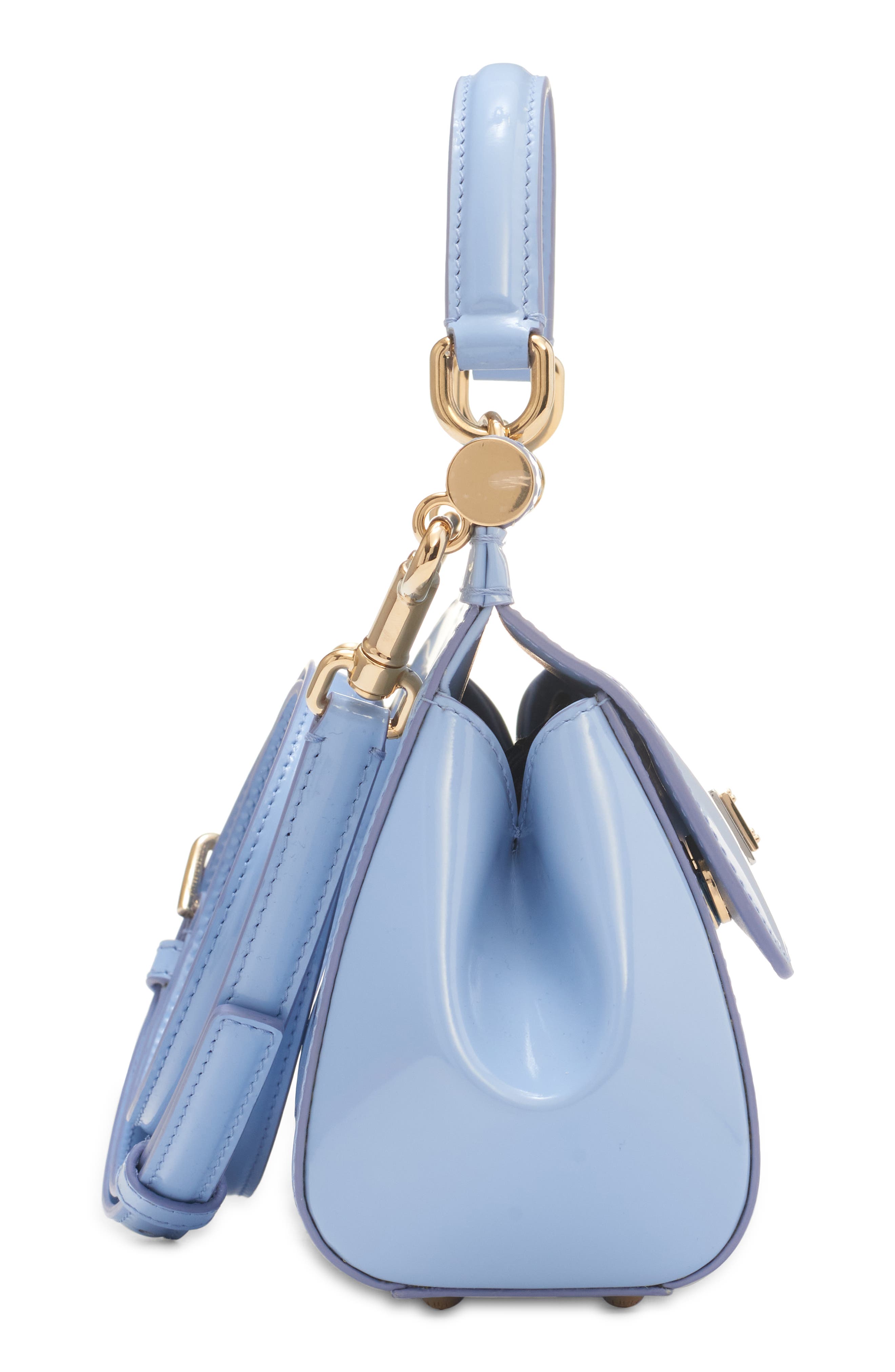 Dolce&Gabbana Medium Sicily East/West Patent Leather Satchel, Alternate, color, 