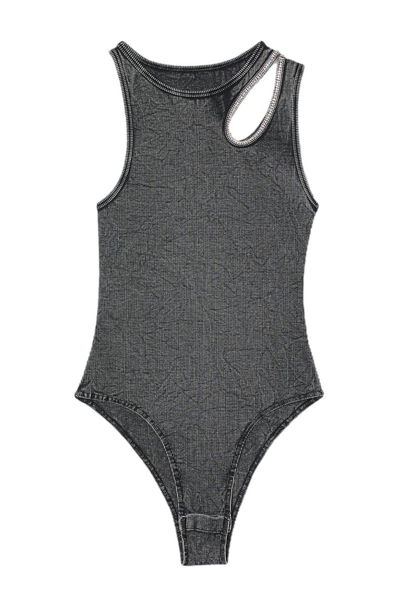 SANDRO Rhinestone one-shoulder bodysuit, Alternate, color,