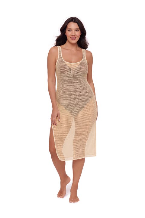 Front Slit Crochet Coverup Dress